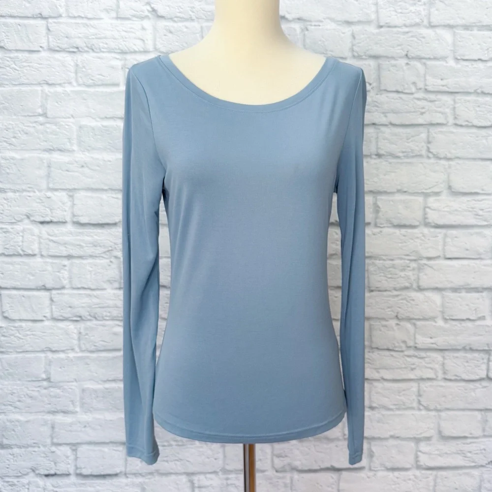 NWT! TRIM & TAILOR soft stretchy blue tee, S. - Picture 2 of 7